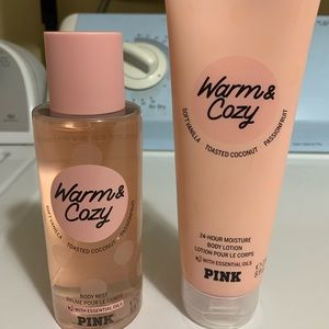 Warm and cozy body mist and lotion